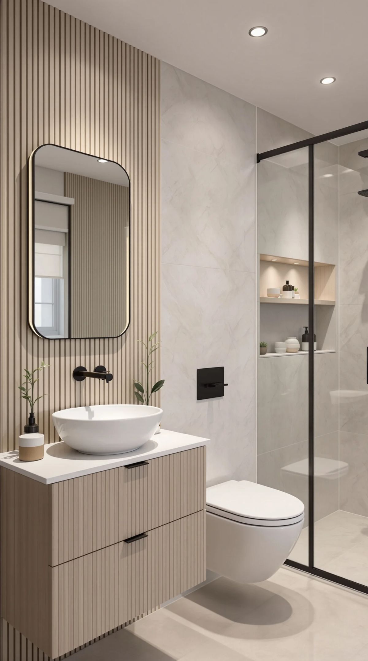 Completed bathroom renovation showing modern tiles and fixtures in Penrith home